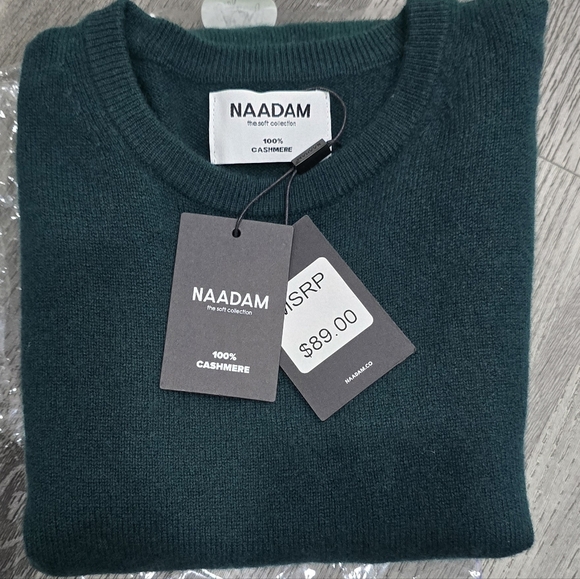 NWT NAADAM 100% Cashmere Crewneck Sweater – Pine Green – Size XS - Picture 5 of 7